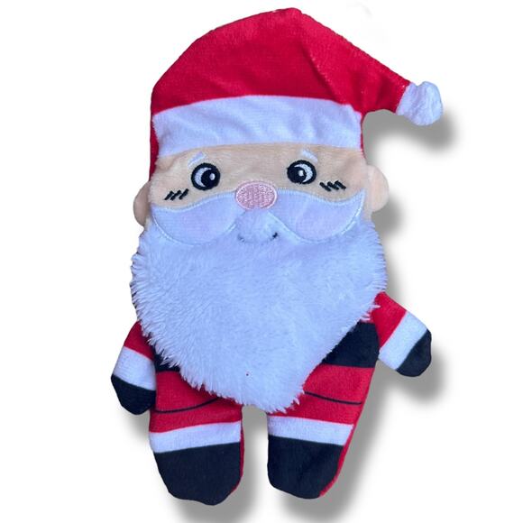 Merry & Bright Flattie Santa Squeak Crinkle Dog Toy Plush Shake Toss Christmas - Picture 2 of 4
